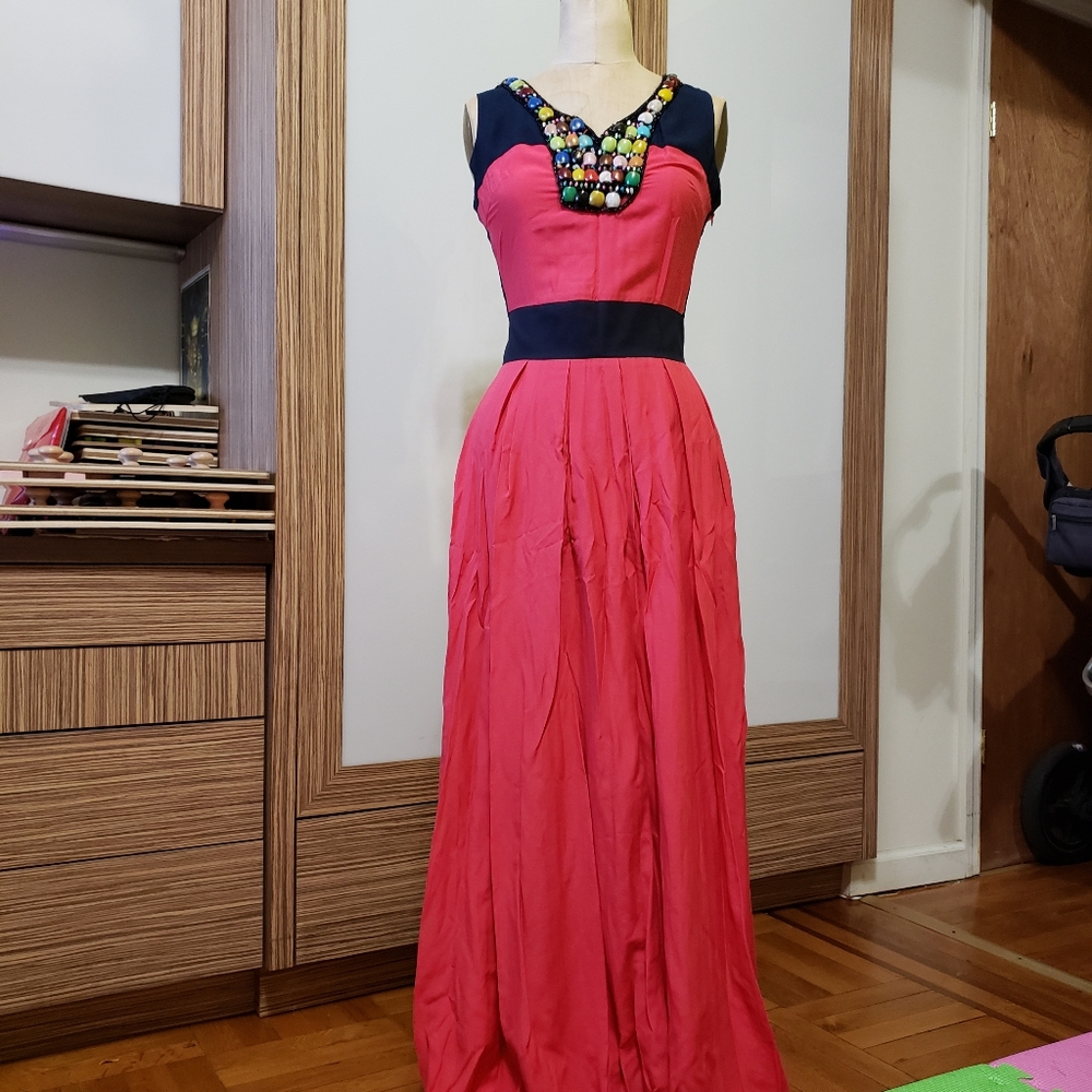 L'adore coral maxi dress size 36 or USA 2-4